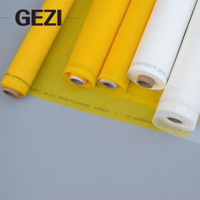 中国 印刷のための白く黄色いポリエステル ナイロン シルク スクリーンの/screenの印刷の網のボルトで固定する布 サプライヤー