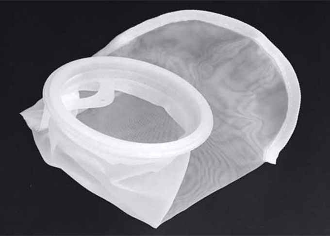 FDAのナイロン フィルター・バッグ液体フィルターは4インチのプラスチック リング75 100を150ミクロンの網強打します